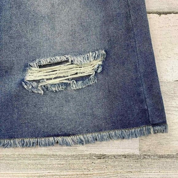 Harper Denim Skirt Womens Medium Blue Jean Cut-off Raw Hem - Picture 2 of 5